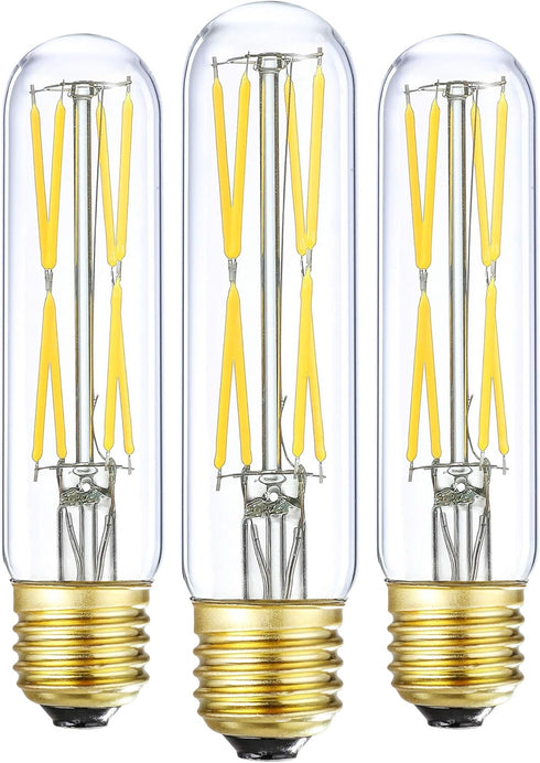 XININSUN T10 LED Bulb, 8W Dimmable Tubular Bulbs, 75-100 Watt Equivalent, 4000K Daylight, 850lm, Clear Glass, 3 Pack
