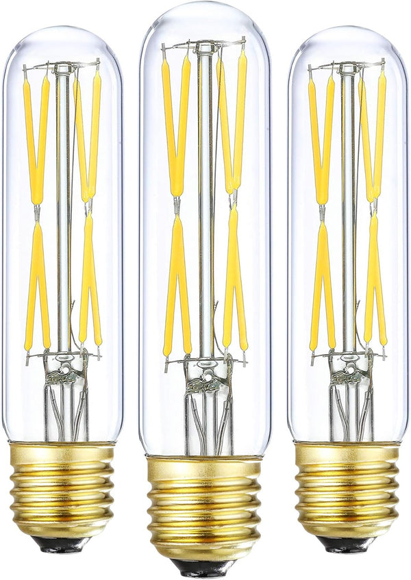 XININSUN T10 LED Bulb, 8W Dimmable Tubular Bulbs, 75-100 Watt Equivalent, 4000K Daylight, 850lm, Clear Glass, 3 Pack