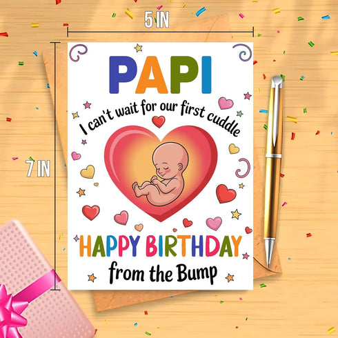 Moonlit93 Papi - I Can't Wait For Our First Cuddle Happy Birthday From The Bump! Card - Ideas Birthday Card For Papi