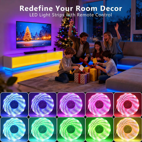 150 (2 75ft), DAYBETTER Led Lights for Bedroom ft Rolls of LED Lights with App Voice Control Remote, RGB Music Sync