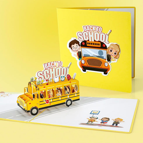 CUTPOPUP Back to School Card Pop Up, Handmade 3D Bus Birthday Greeting Card (School Bus)