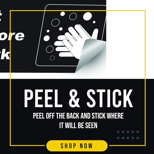 Employees Must Wash Hands Before Returning To Work - 8.75" x 2.5", 3 Pack, Black and White, Self-Adhesive