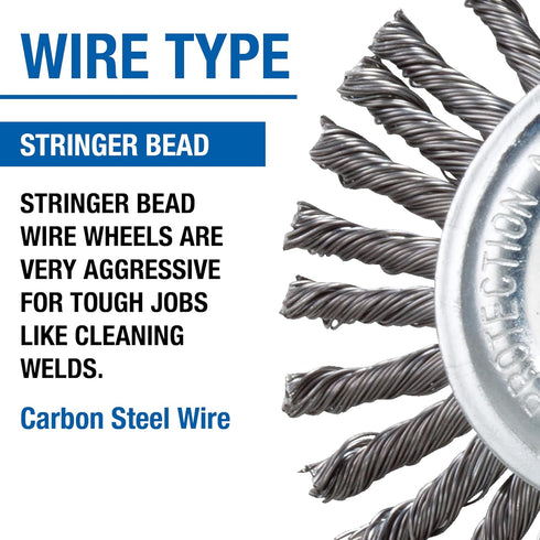 Mercer Industries 186010 Stringer Bead Wire Wheel, 4" x 3/16" x 5/8"-11