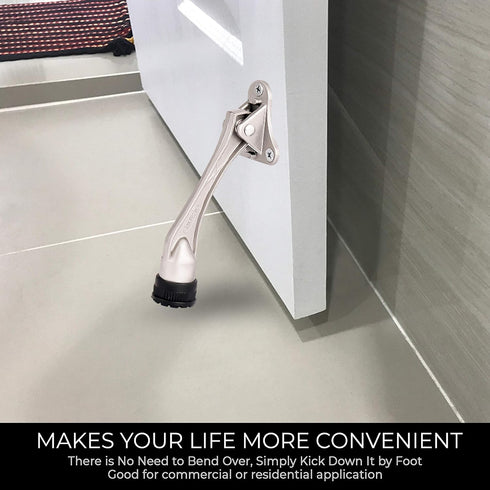 HOME&I Kickdown Door Stopper, 4-Inch Rubber Foot Door Holder (Black, 1 Pack)