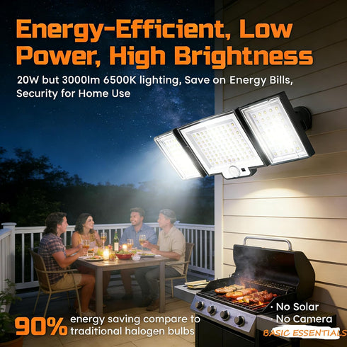 6500K 20W 3000LM 3 (1 Pack) CLAONER LED Security Motion Sensor Outdoor Lights, Remote Control Floodlights, Dusk to Dawn