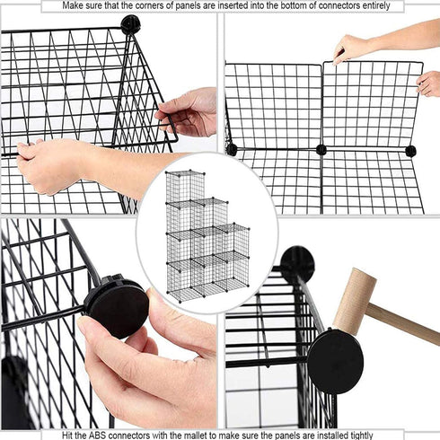 C&AHOME 9-Cube Wire Cube Storage Organizer, Metal, Modular Bookshelf, Ideal for Home, Living Room, Office (Black)