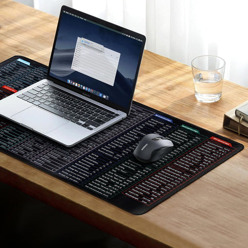 Quick Key Non-Slip Keyboard Mouse Pad, Upgraded Extended Desk Mat with Office Software Shortcuts Pattern