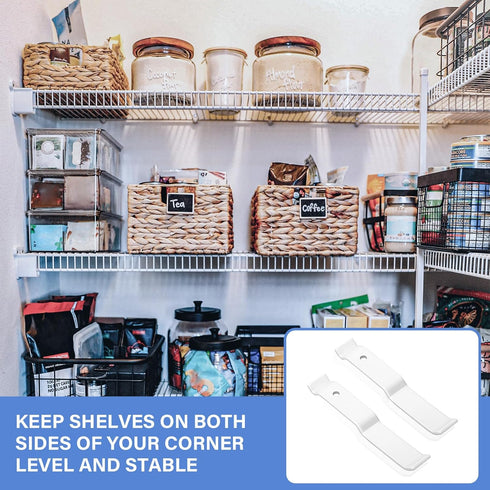 ClosetMaid Closet 2 Pack White Wire Shelf Corner Support Bracket Replacement for Shelf - Adjustable Ventilated Wire