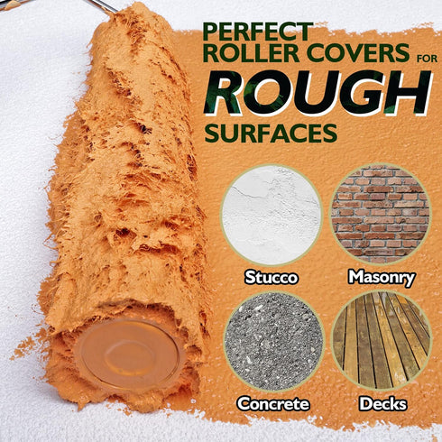 6pcs Paint Roller Covers, 9 Inch x 3/4" Nap, High Capacity Lambswool Roller Covers for Textured House Painting