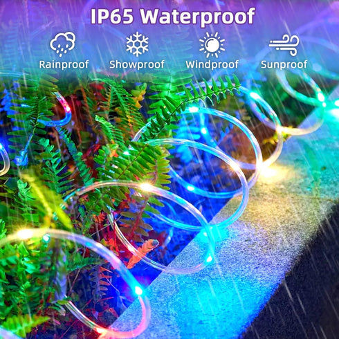 clouisc 120 40ft 8 Solar String Lights Outdoor Waterproof LED Rope Lights with Modes, Fairy Lights for Patio, Garden