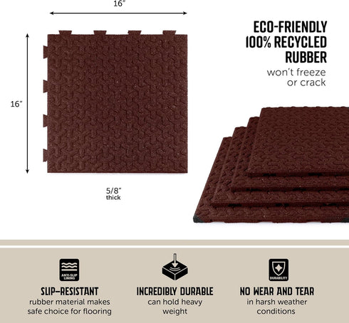 16 16 4 Playsafer Windmill Rubber Interlocking Tiles | X | Easy Install for Indoor and Outdoor Use (Red, Tiles)