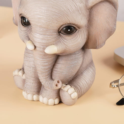 Elephant Pen Pencil Holder - Cute Animal Ornament Makeup Brush Holder for Home Office Desk Decor Organizer