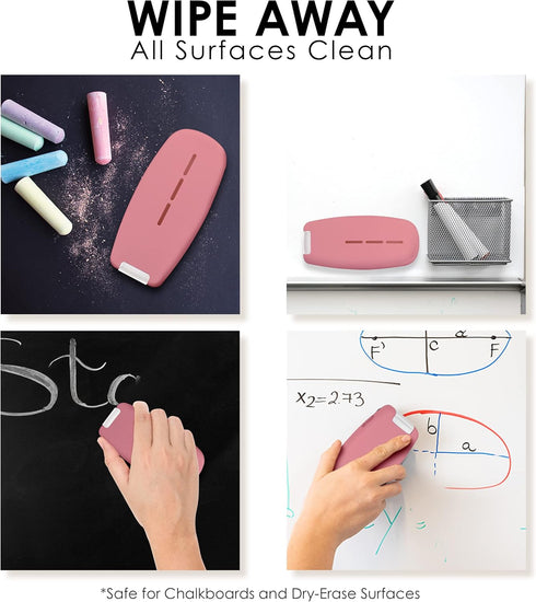 Loddie Doddie 2 in 1 Magnetic Dry Erase Eraser - White Board Cleaning Spray & Magnetic Dry Eraser - Ergonomic Whiteboard Eraser, Chalkboard Cleaner - Blush by Loddie Doddie
