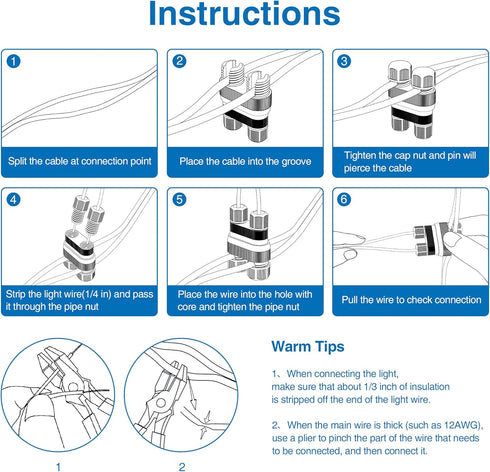 Fastlock2 12-18 12 Pack SUNVIE Low Voltage Landscape Lighting Wire Connector Landscape Light Connectors Waterproof