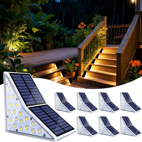 Solar Stair Lights Outdoor, Waterproof IP65 Solar Outdoor Lighting, 1200mAh,19 LED,Outdoor Step