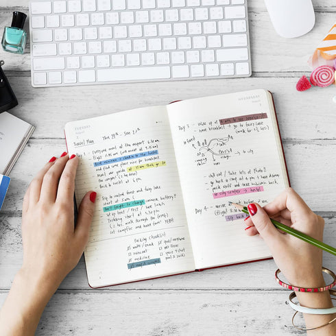 HAUTOCO 3600pcs Transparent Highlighter Tape, Removable Sticky Notes for Annotating Books, Office Supplies