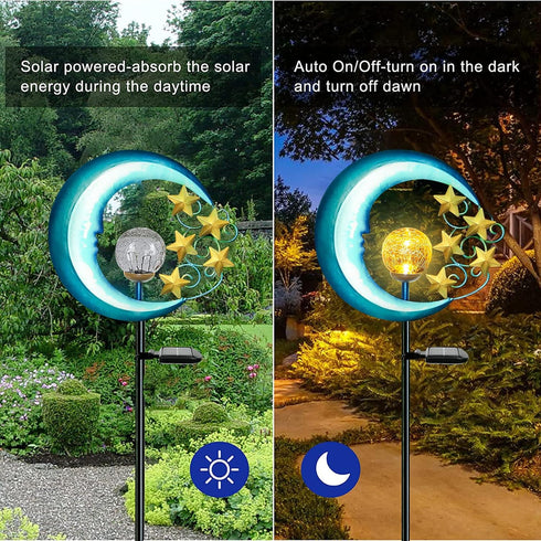 Solar Outdoor Garden Lights, Waterproof Crackle Glass Globe LED Landscape Lighting for Pathway and Yard