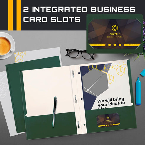 Better Office Products Dark Green 2 Pocket Folders with Prongs, 50 Pack, Letter Size, Matte Texture
