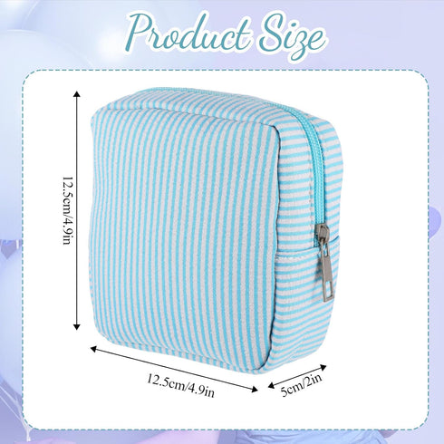 Yuomeaz Pad Bags for Period, Portable Cute Women Sanitary Napkin Storage Bag & Pad Pouches, Blue Striped Feminine Care