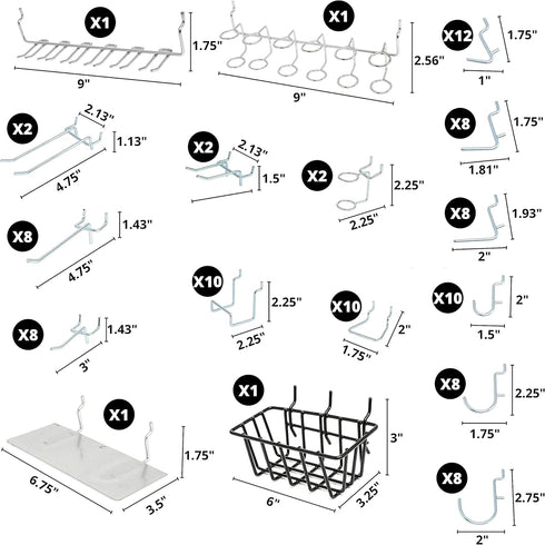 53108 100 Piece Metal Pegboard Hooks and Accessories Set, Organizer for Garage, Crafts, Utility Hooks