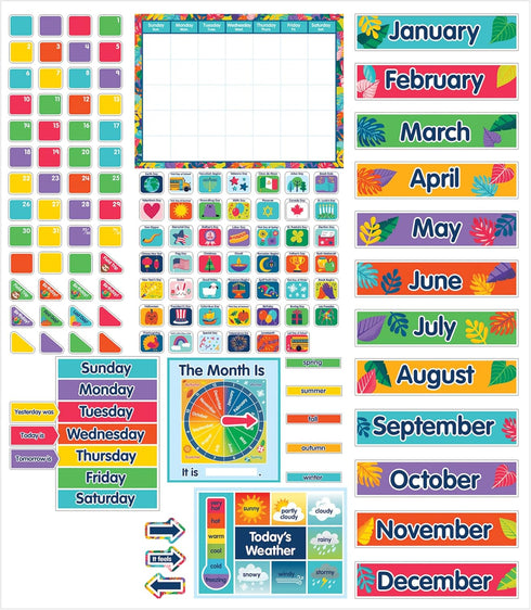Carson Dellosa One World Calendar Bulletin Board Set with Monthly Wall Calendar, Numbers, and Birthdays Cover Ups