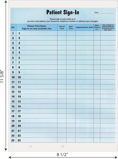 Tabbies Patient Sign-In Label Forms | 8-1/2" x 11" Form, Blue, 23 Labels/Sheet, 125 Sheets/Pack