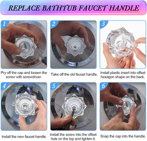 Dreyoo Faucet Handle Replacement for Delta Faucet RP17451, 2-1/2'' x 2-1/8'' Clear Acrylic Finish Knob
