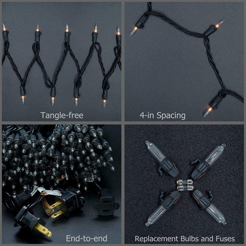 Pack 2 Sets 33 100 Count YULETIME Clear Christmas Lights with Black Wire, of ft UL Certified Holiday String Lights
