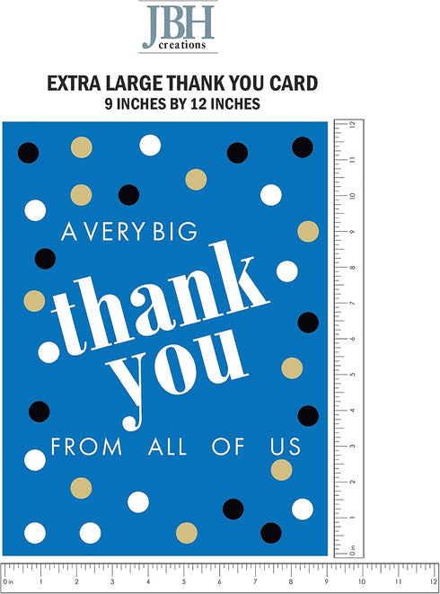 9 12 Big Dot Jumbo Thank You Card - Extra Large x with Envelope - Blue