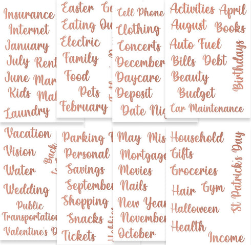 Mageeki Budget Stickers for Cash Envelopes, 80 Vinyl Decals for A6 Cash Binder & Finance Planner, Money Organizer