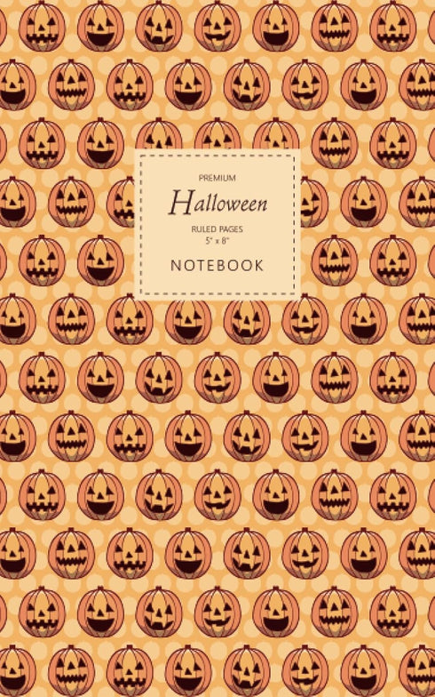Halloween Notebook - Premium: Fun Ruled Pages - 5x8 - Orange Edition with 96 Lined Pages