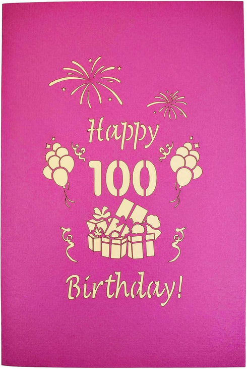 iGifts And Cards Happy 100th Birthday 3D Pop Up Greeting Card, Special Occasion, Celebration for Husband, Wife, Friend