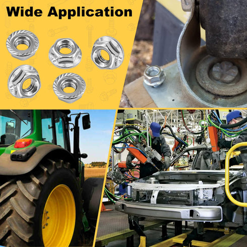 Mriuuod 55 Pack M6 M6-1mm 304 Serrated Flange Hex Nuts, Hexagon Flange Nuts, Stainless Steel, Metric Nuts Fasteners
