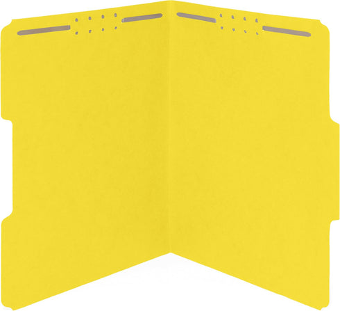 50 Yellow Fastener File Folders - 1/3 Cut Reinforced Tab- Durable 2