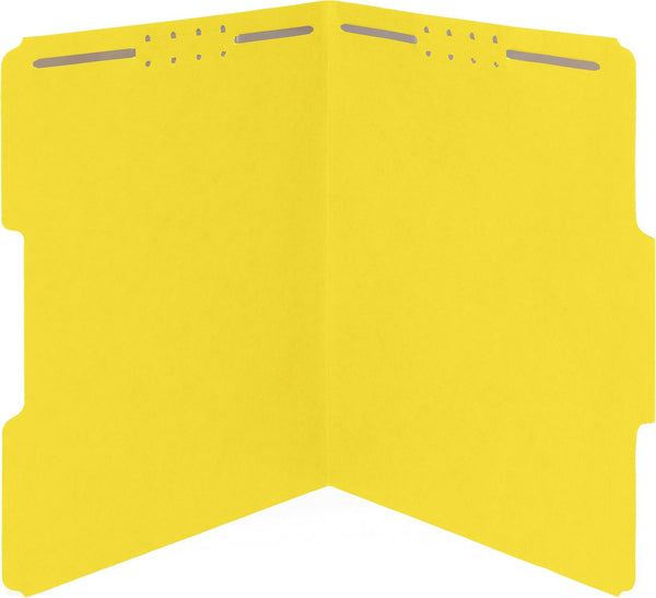 50 Yellow Fastener File Folders - 1/3 Cut Reinforced Tab- Durable 2