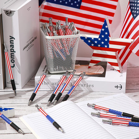 Tenare 200 Pcs American Flag Ballpoint Pen Patriotic 1.0mm Black Ink Pens for USA Souvenirs and Gifts