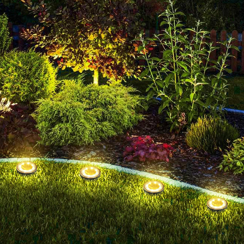 4 Pack 8 IP68 Joomer Solar Ground Lights, LED Solar Lights Outdoor Waterproof Disc Light Landscape Lighting Garden