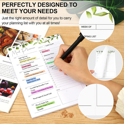 Joyberg 2 PCS Magnetic Weekly Meal Planner for Fridge, 8.3x5.5”, Undated Weekly Meal Planner and Grocery List, Tearable