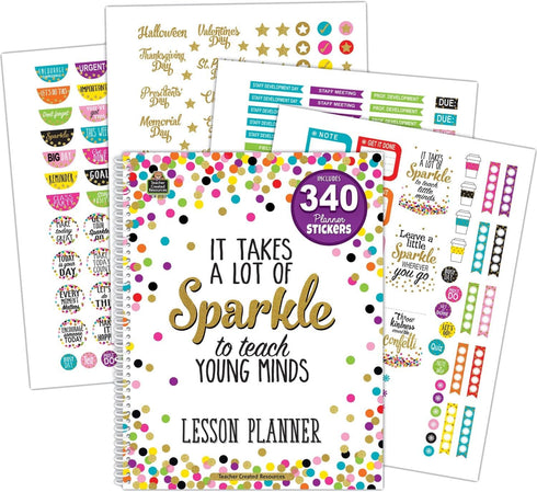Teacher Created Resources 2152 Lesson Planner - Multi - 8-1/2-Inch x 11-Inch with Stickers, Confetti