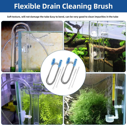 Flexible Drain Brush, 73 Inch Long Double Ended Hose Pipe Cleaners with 4 Pack 8 Inch Straw Cleaner Brush