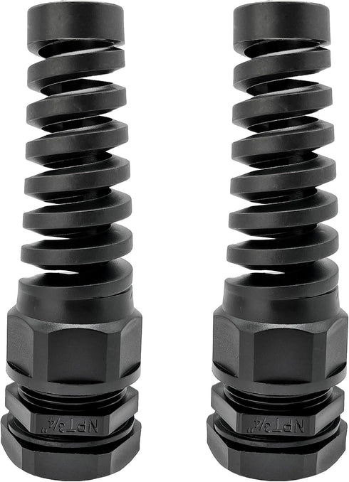 MGI SpeedWare 3/4" NPT Flexible Cable Gland, Spiral Pigtail Cord Grip Strain Relief, 2-Pack