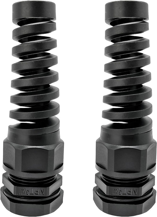 MGI SpeedWare 3/4" NPT Flexible Cable Gland, Spiral Pigtail Cord Grip Strain Relief, 2-Pack