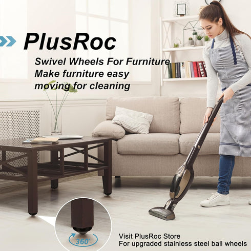 PlusRoc 12 Pack Self Adhesive 1 Inch Caster Wheels for Furniture, 28LBS Load Capacity, Low Profile Swivel Wheels