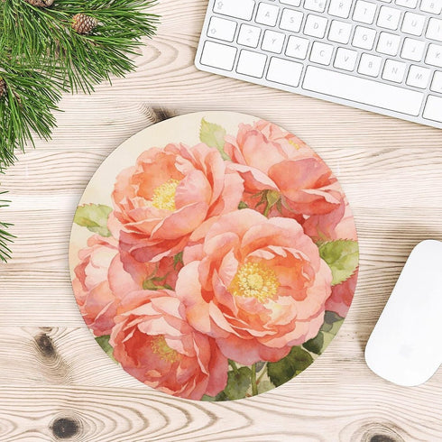 FekiLoot Salmon Pink Flowers Mouse Pads with Non-Slip Rubber Base Personalized Computer Mouse Mats Fashion Round