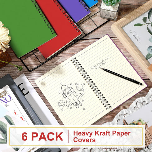 Yahenda Spiral Notebook College Ruled Journals Notebooks Lined 8.3 x 5.5 Inch Note Books Bulk A5 Writing Notebooks Thick Paper Notebook for Office Business School Supplies (Mixed Colors, 6 Pcs)