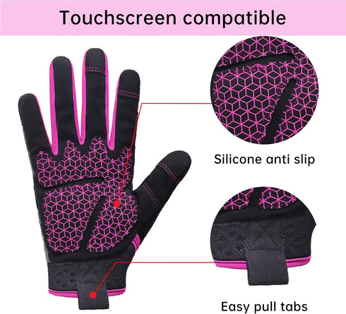 HANDLANDY Women Safety Work Gloves, Utility Touch Screen Grip Gloves for Gardening and Yardwork