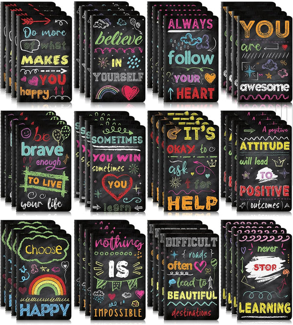 Inspirational Notepads - Mini Motivational Notebook, Small Pocket Journal for School, Office, Travel, 12 Styles