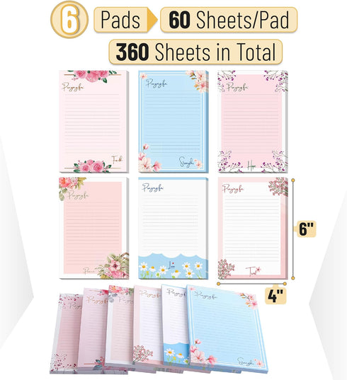 Mr. Pen Lined Sticky Notes, 4x6, 6 Pads, Floral Sticky Note, Aesthetic Self-Stick Note Pads