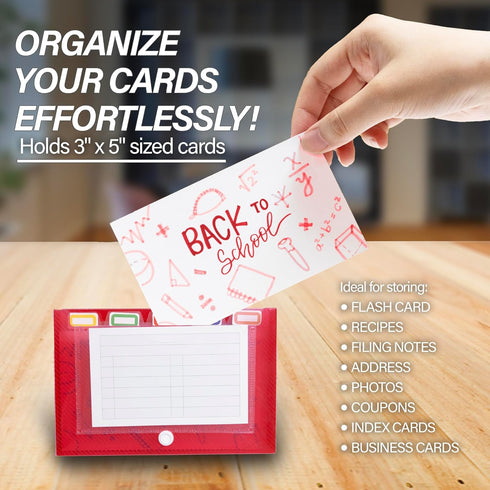 5 3"x5" 100-Card 6-Pack BAZIC PRODUCTS Index Card Case with Tab Dividers Durable Plastic Flash Card Organizer