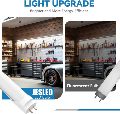T8 Bulbs 4 4ft 24W, 3200LM, 6 CCT(3000K-6500K) Bulb 48 Inch T10 T12 2 Pack LED Foot, LED Tube Lights Type A+B, Plug